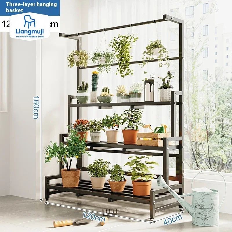 

Tiered Display Plant Rack Shelf Universal Outdoor Metal Square Plant Rack Shelf Luxury Black Plantenrek Balcony Furniture