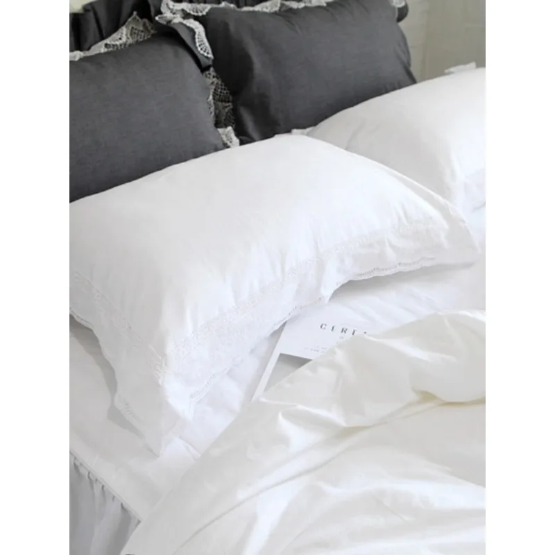 Pillowcase White Pillow Case Cotton Embroidery Princess Pillow Cover Pillow Bed Custom Europe Ruffle Elegant Room Home Decor