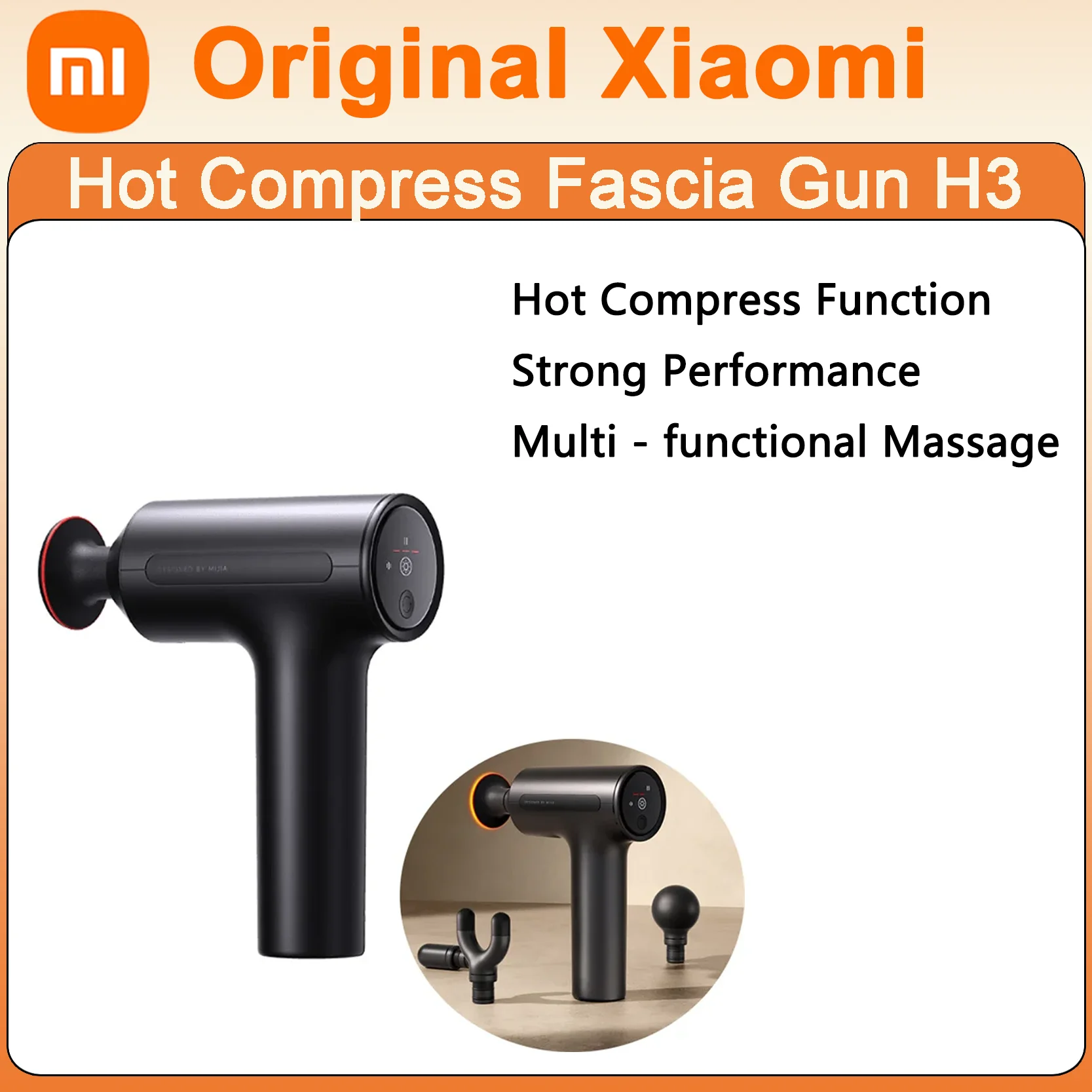 

Оригинальный пистолет Xiaomi Mijia Hot Compress Fascia Gun H3, 25 кг, тяговый бесщеточный двигатель, 4 массажных головок, портативный инструмент для расслабления мышц