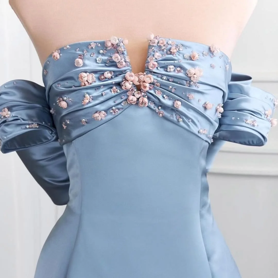 Customized  Exquisite Jersey Crystal 3D Bow Evening Dresses Delicate Strapless Celebrity Gowns Custom Size Bespoke Occa