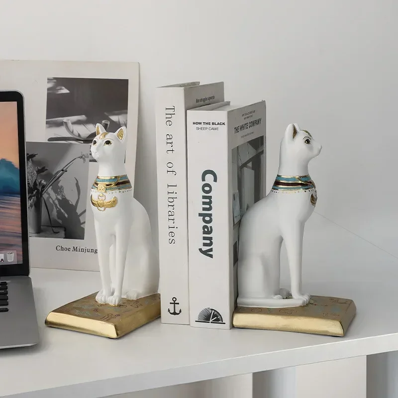 

Nordic Egyptian Cat Retro Resin Decoration Bookends Vintage Stand For Books Bookshelf Office Desktop Bookcase Display Crafts