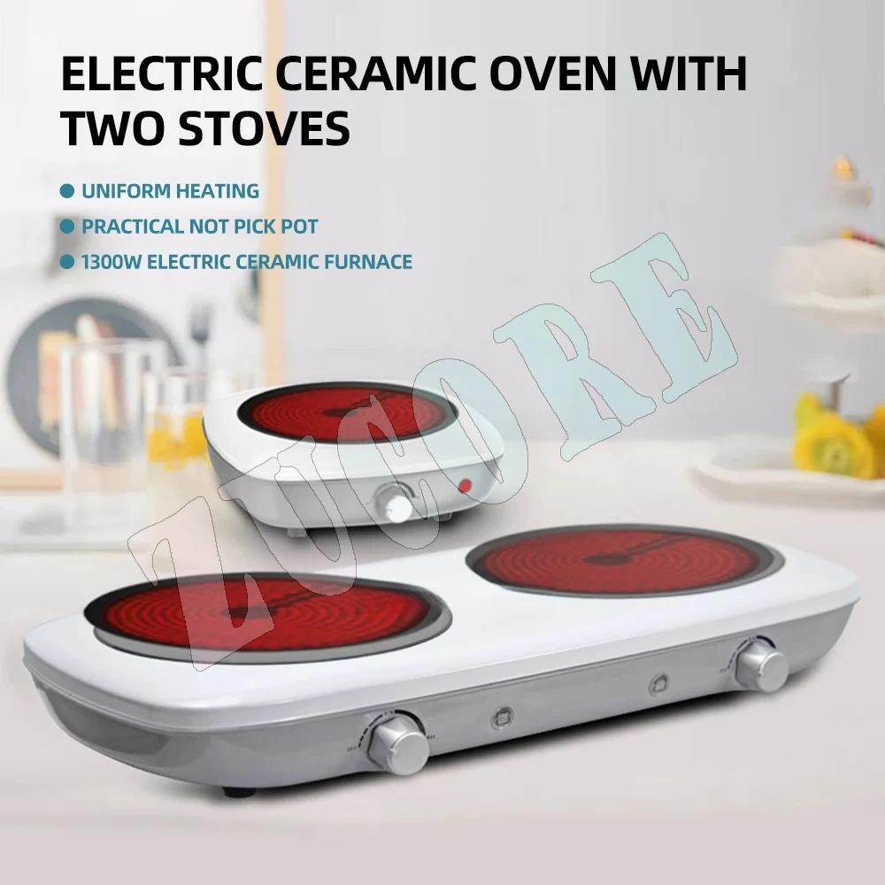 Kitchen Double Cooktop Electric Ceramic Cooker 1300W Powerful Electric Cooking Plate Estufas De Inducción