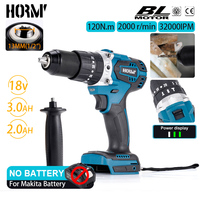 Brushless Electric 18V Impact Drill 120N.m 3 in 1 Electric Screwdriver with Handle Electric Hammer Power Tool For Makita