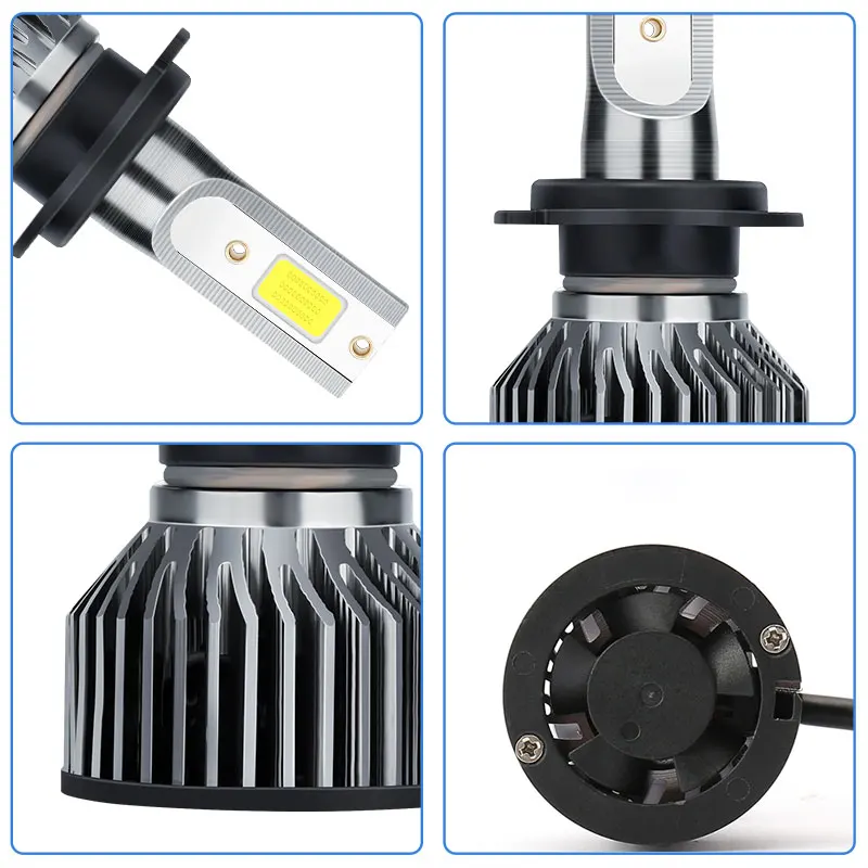 H4 H7 Led Car Headlight Bulb H11 H3 HB3 HB4 HIR2 9005 9006 9012 Turbo Fan Auto Fog Light COB Chip Led Running Lamp 6000K lampada