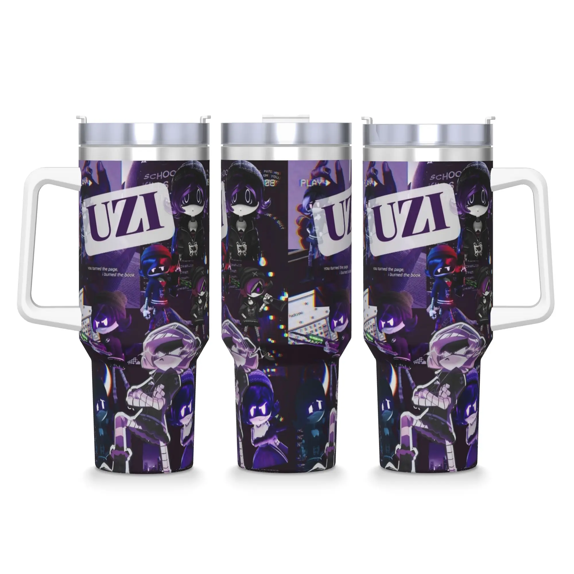 

Murder Drones Comedy Uzi Stainless Steel Tumbler Camping Car Mugs Large Thermal Cups Leakproof Hot Drinks Milk Tea Water Bottle