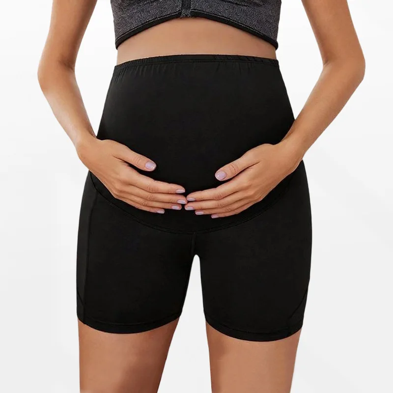 Womens Maternity Yoga Shorts Over The Belly Pregnancy Workout Athletic Biker Pockets Shorts High Waist Premama Leggings Shorts