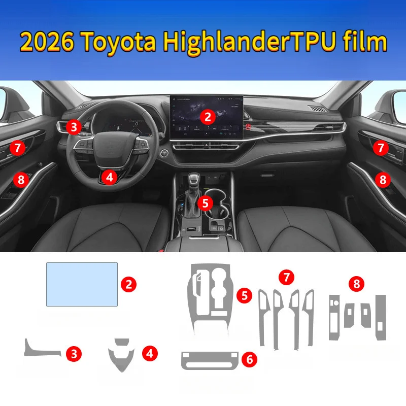 For 2026 models of Highlander center console navigation screen interior anti-scratch protective TPU film