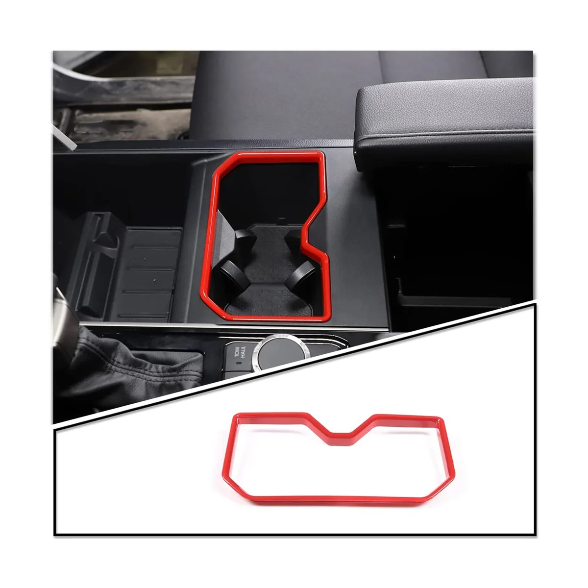 For 2022 2023 Car Front Row Center Control Water Cup Holder Cover Frame Trim Accessories, Red