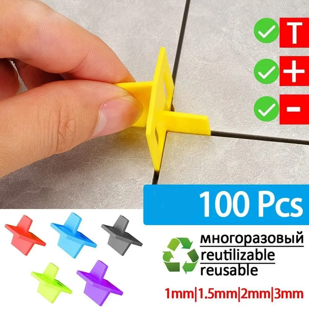 100ชิ้นคลิปปรับระดับพื้นสำหรับเปลี่ยนระบบปรับระดับกระเบื้องแบบใช้ซ้ำได้คลิปปรับระดับกระเบื้องคลิปหนีบช่องว่าง