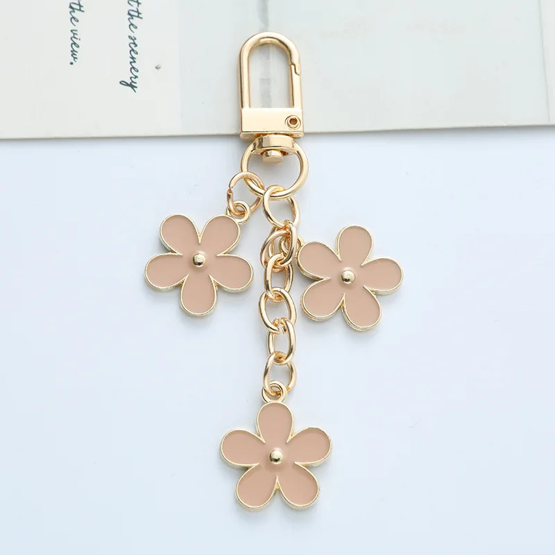 Mode kleine frische Farbe Emaille Blume Schlüssel bund für Frauen Mädchen süße Doppelseite Blume Schlüssel anhänger Tasche Auto Schlüssel Anhänger Schmuck – Detail 10