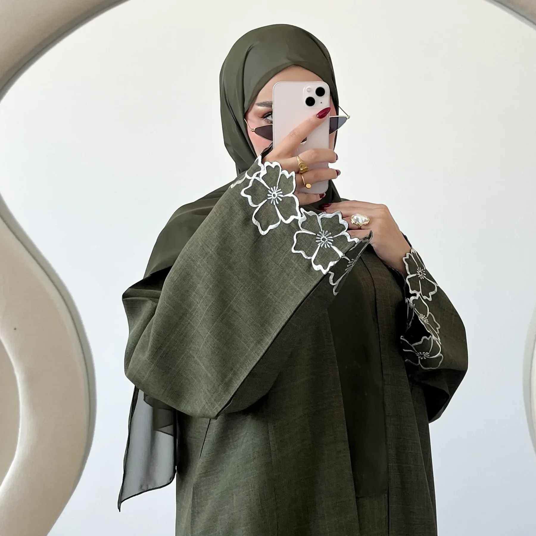 Nowe muzułmańskie kobiety haftowana sukienka Maxi kardigan kimono dubaj otwarta Abaya turcja Kaftan Eid Kebaya Islam odzież maroko Jalabiya