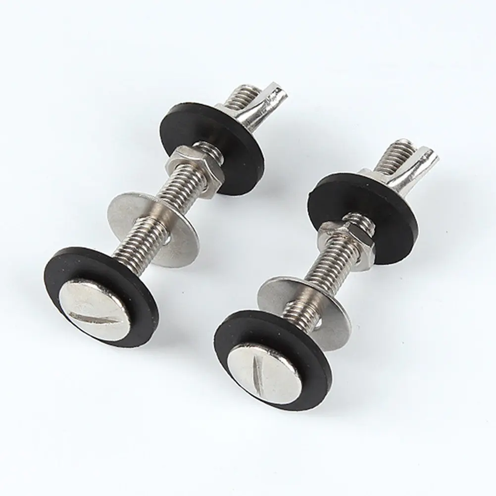 

2Sets Corrosion Resistant Toilet Tank Bolts and Gasket Kit Strong Wing Nuts Stable Seal for Standard Toilets Bathroom