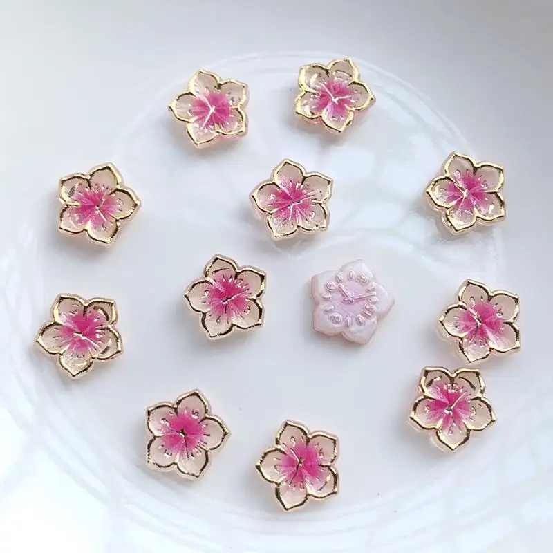 50pieces 10mm mixed spring color lovely resin new five petal flower flat back Cabochon DIY jewelry / craft scrapbook decoration