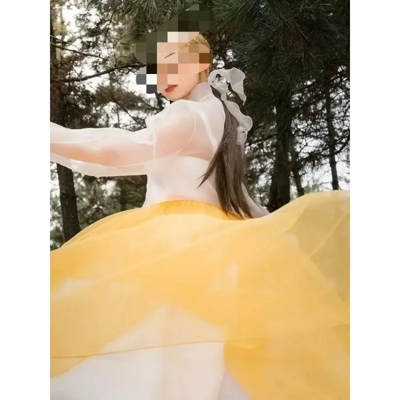 yellow-hanbok-women-summer-new-gauze-dress-traditional-clothing-court-korean-wedding-dress-asia-pacific-islands-clothing-한복