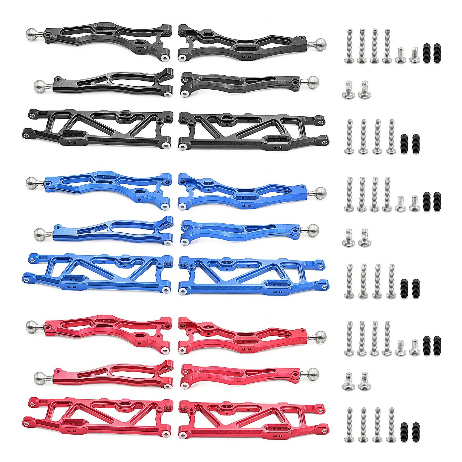 Aluminum Alloy Front Rear Upper Lower Suspensio Arm Set with Pivot Balls for ARRMA 1/8 Kraton/Outcast/Notorious/Talion 6S BLX
