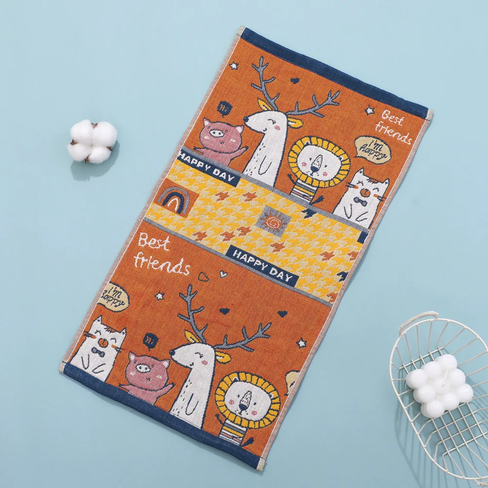 مناشف يد قطنية شاش، مناشف أطباق، كرتونية، زهور، للحمام أو المطبخ، 25*50 سم، رقيقة، 4 قطع، 23 أنماط