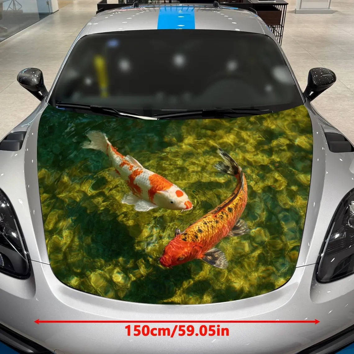 Koi Fish Car Hood Stickers, Fashion Modified Car Decorative Film Paper, Self-adhesive Wear-resistant Stickers, Stunning Designs,