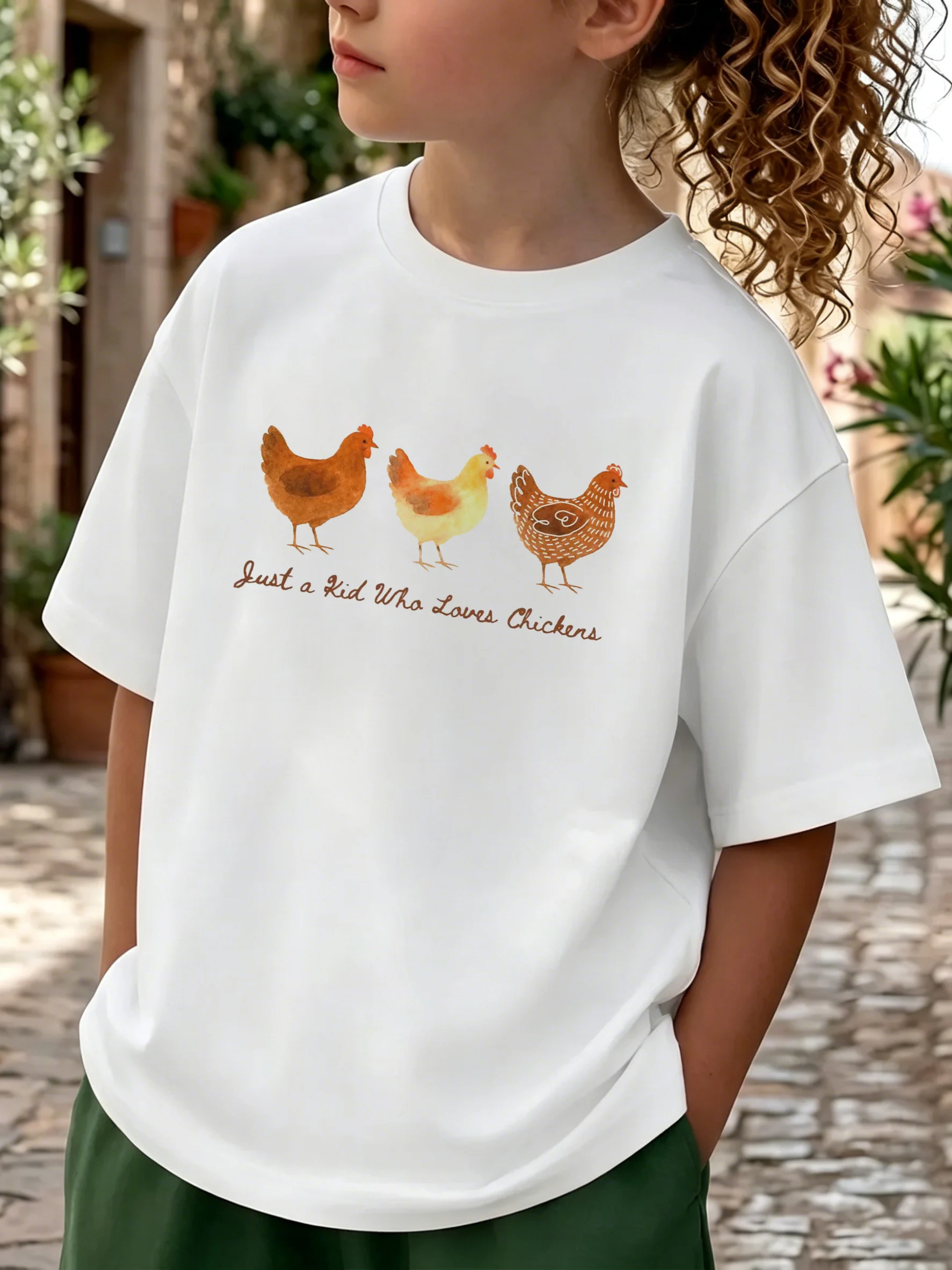 Summer Boys Girls Just A Kid Who Loves Chickens T Shirt Kids Baby Youth Men Women Tee Streetwear Oversize Casual Trendy Loose