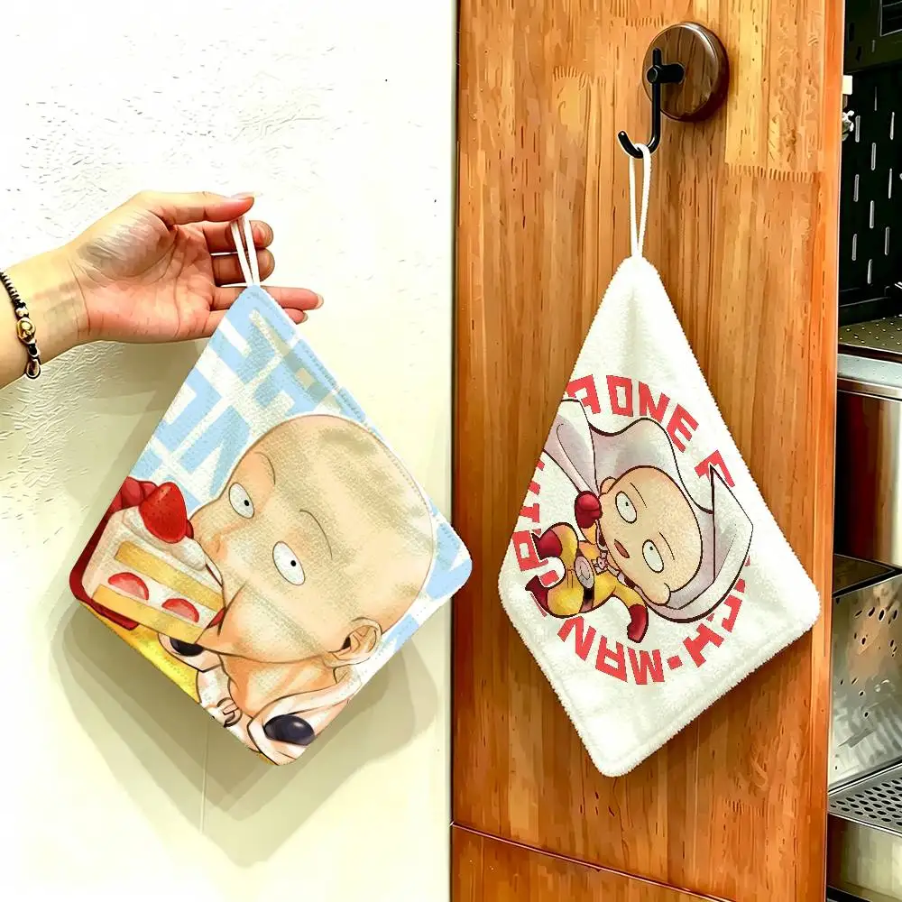 O-ONE-PUNCH-MAN Bad-Omens Hanging Style Hand Wiping Towel, Polyester Cotton, Anti-fade for Indoor Kitchen Living Room