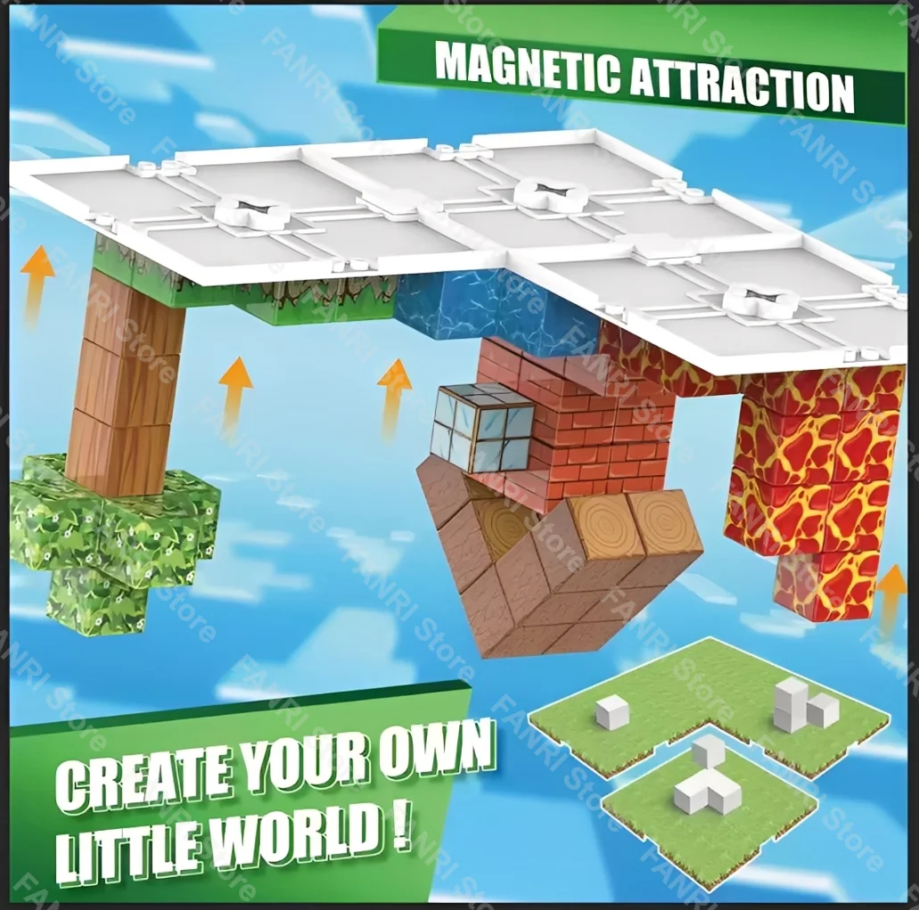 Magnetische bodemplaat Verscheidenheid grondplaten Match magnetische bouwstenen Speelgoed Mijnwereld Pixelstijl voor jongens en meisjes Kinderen Beste speelgoed
