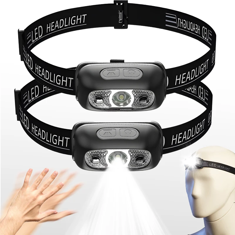 נטענת cob הוביל פנס פנס אור חזק עמיד למים אינדוקציה נטענת מחנאות חיפוש ראש אור פנס