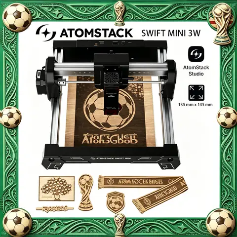 ATOMSTACK Swift Mini 3W Portable Laser Engraver – Supports Multiple Materials Wood Leather DIY Crafts LightBurn Compatible Support Rotary & Infrared Beginner-Friendly