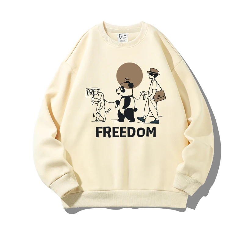 

YRYT 400g Women CrewNeck Sweatshirts Freedom Panda Hoodies Pullover Sweater Casual Comfy Thermal Long Sleeve Fall Outfit