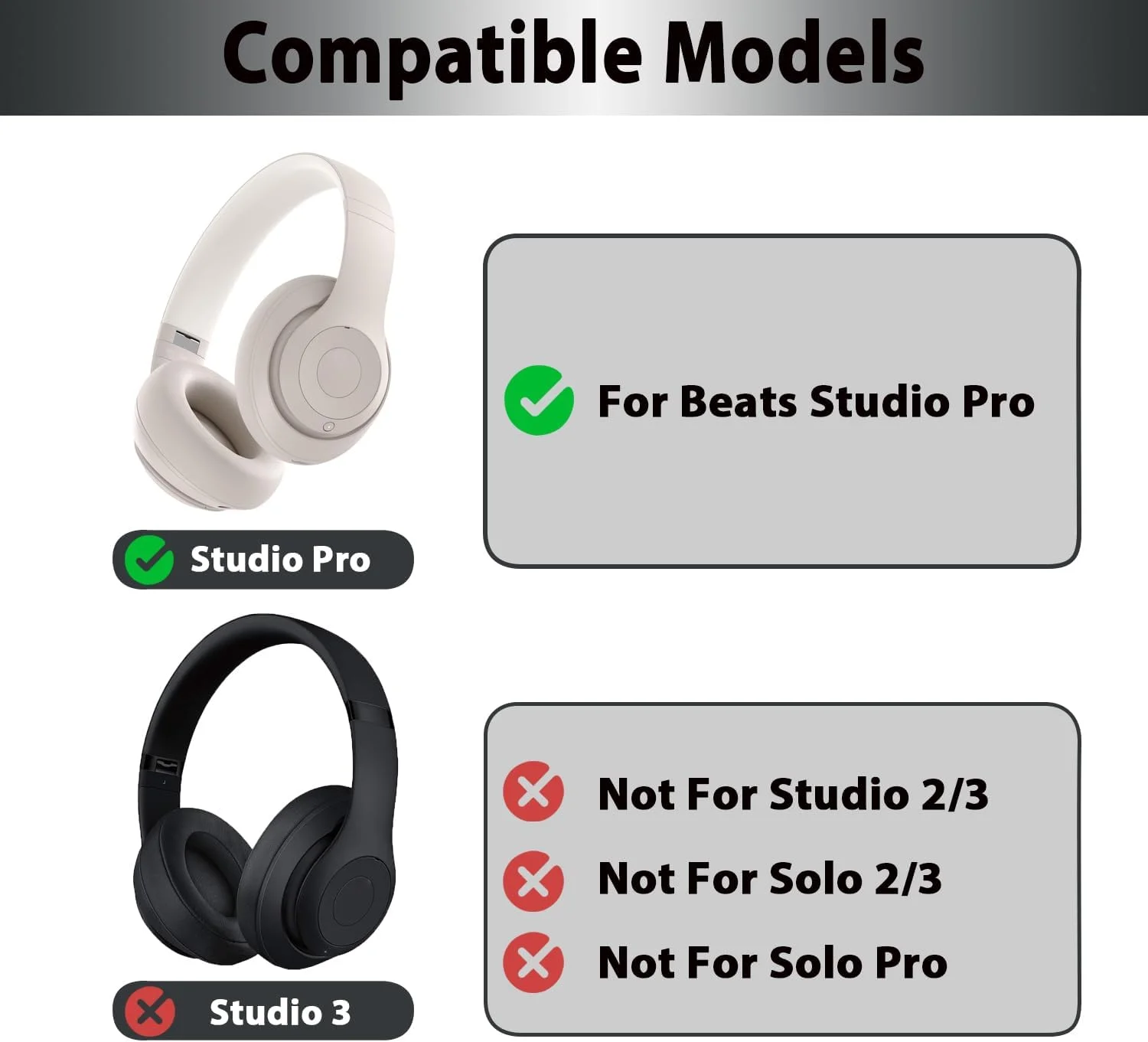 KUTOU Replacement Ear Pads for Beats Studio Pro Wireless Headphones Memory Foam Earpads Studio Pro Ear Cushions Accessories
