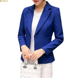 Royal Blau Anzug Jacke frauen Stilvolle Dünne Mantel Neue Herbst Frauen Blazer Rosa, Rot, Weiß, schwarz Mädchen Tops Reefer Jacken