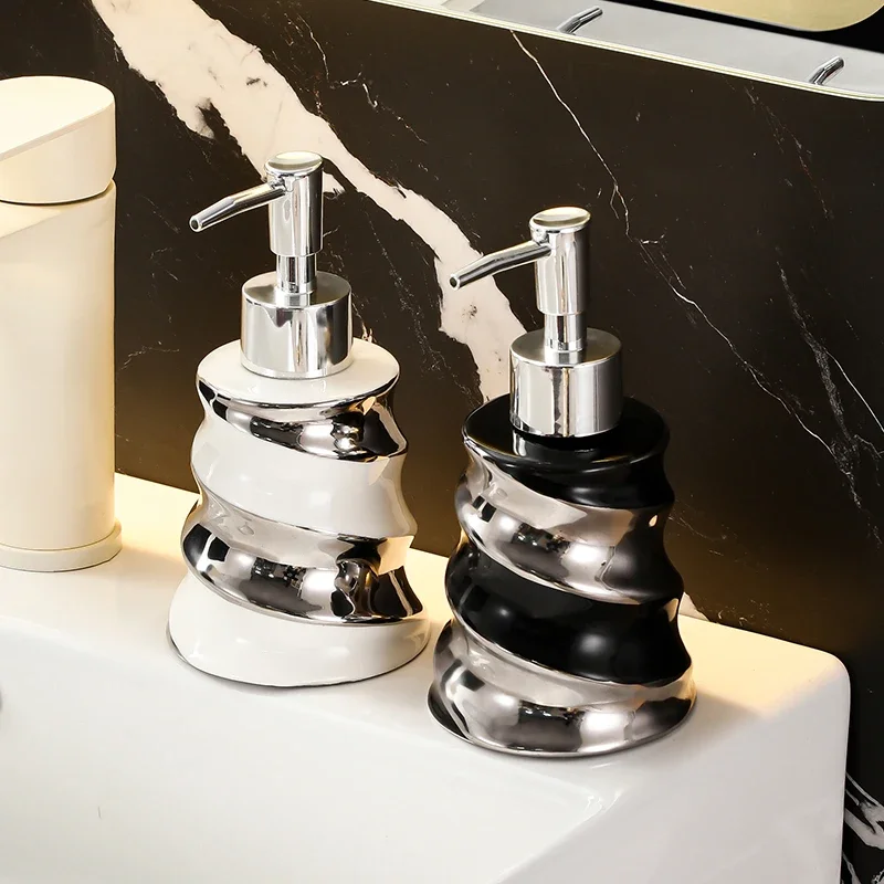 

Premium Ceramic Spiral Patterned Hand Sanitizer and Shower Gel Bottle Distribution Bottle Bathroom Accessories Soap Dispenser