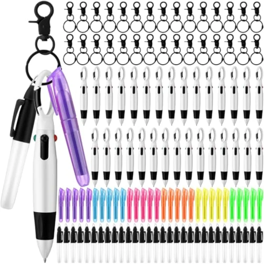 

Набор из 120 ручек для медсестер: выдвижные шариковые ручки, мини-маркеры, перманентные маркеры, клипсы для брелоков и аксессуаров для бейджей