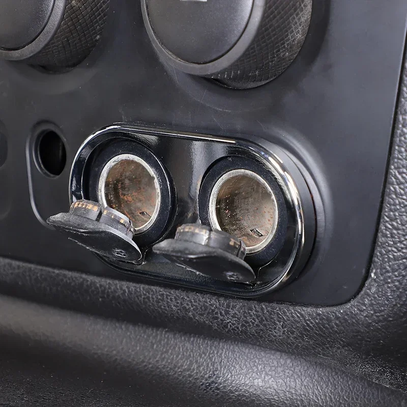 For Hummer H3 2005-2009 Aluminum Alloy Silver Central Car Control Cigarette Lighter Socket Frame Cover Trim Car Accessories