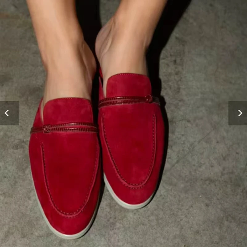 

Luxury Designer Suede Loafers for Women 2025 Moccasins Comfortable Flat Mules High-Quality Fashionable Ladies Footwear