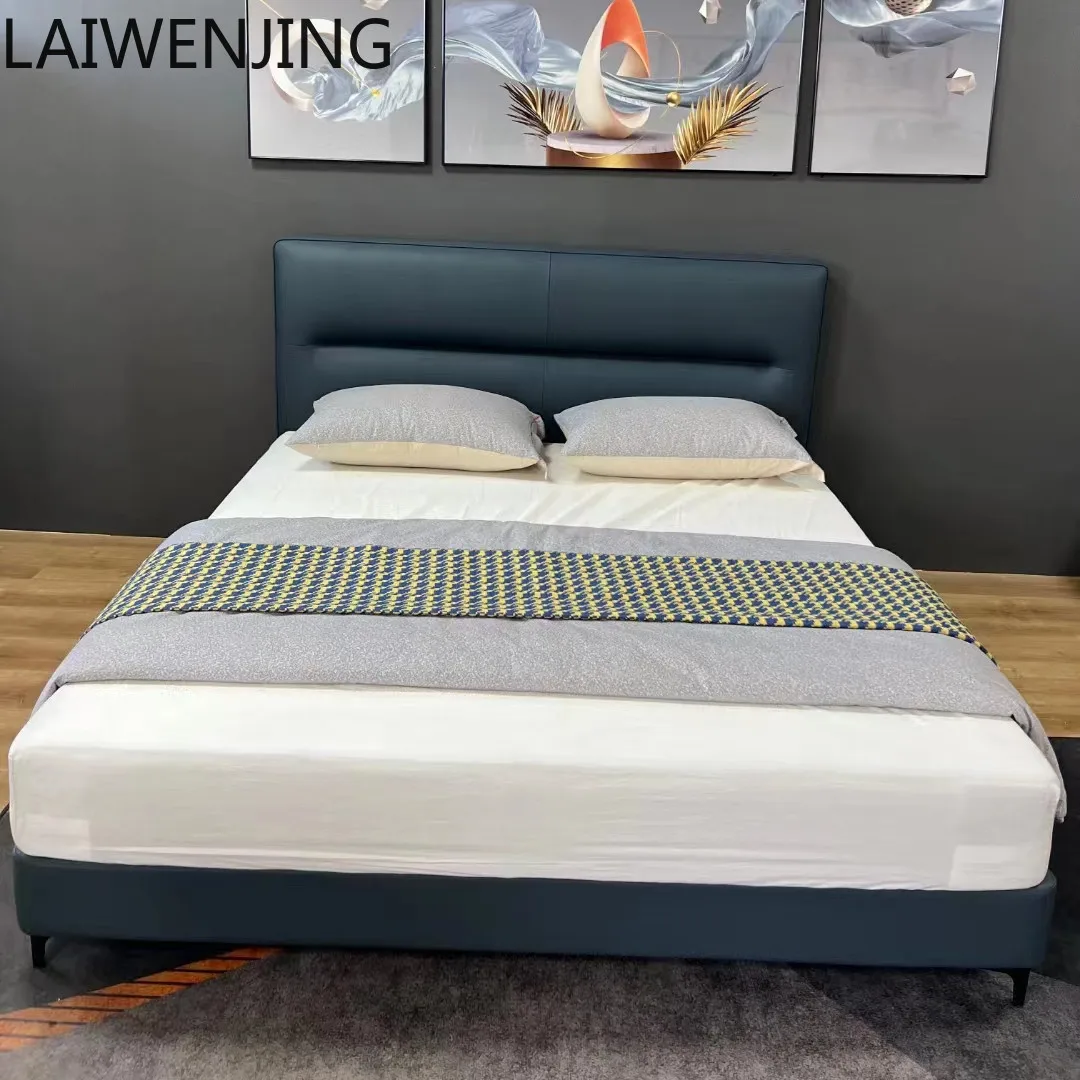 

HLZ Italian Minimalist Leather Bed Modern Simple Master Bedroom Double Bed Small Apartment