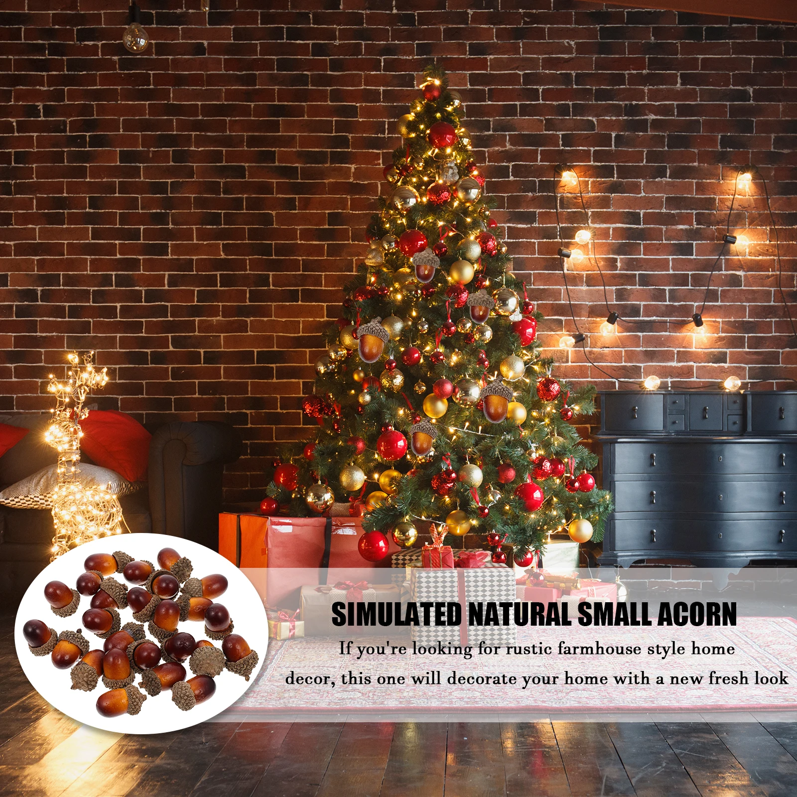 

25pcs Artificial Decor For Christmas Diy Crafts Party Home Kitchen Festival Decoration Decorative Acorn Table Ornaments