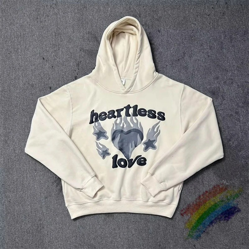 

Apricot Broken Planet Hoodie Men Women Puff Print Heartless Love Hooded Pullover