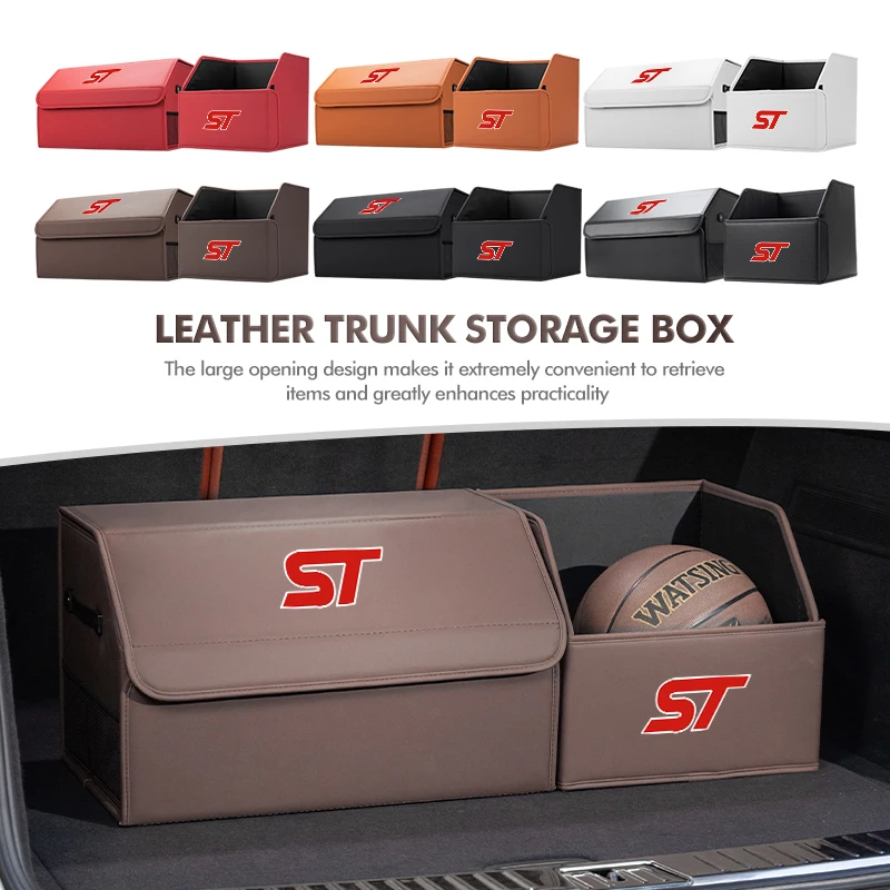 

Car Trunk Interior Storage Box Leather Collapsible Tools Case For Ford ST Racing Performance Focus Mk2 Mk3 MK4 Fiesta Ranger