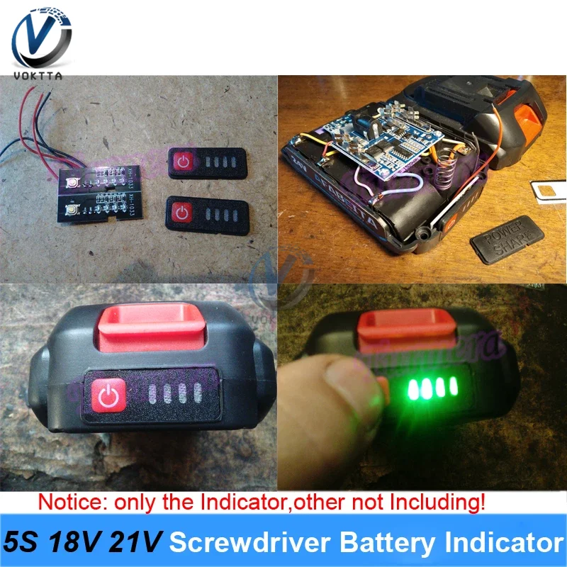 5S 18V 21V Electric Drill Screwdriver Battery Capacity Indicator LED Display 18650 Batteries for Makita Lithium Battery Display