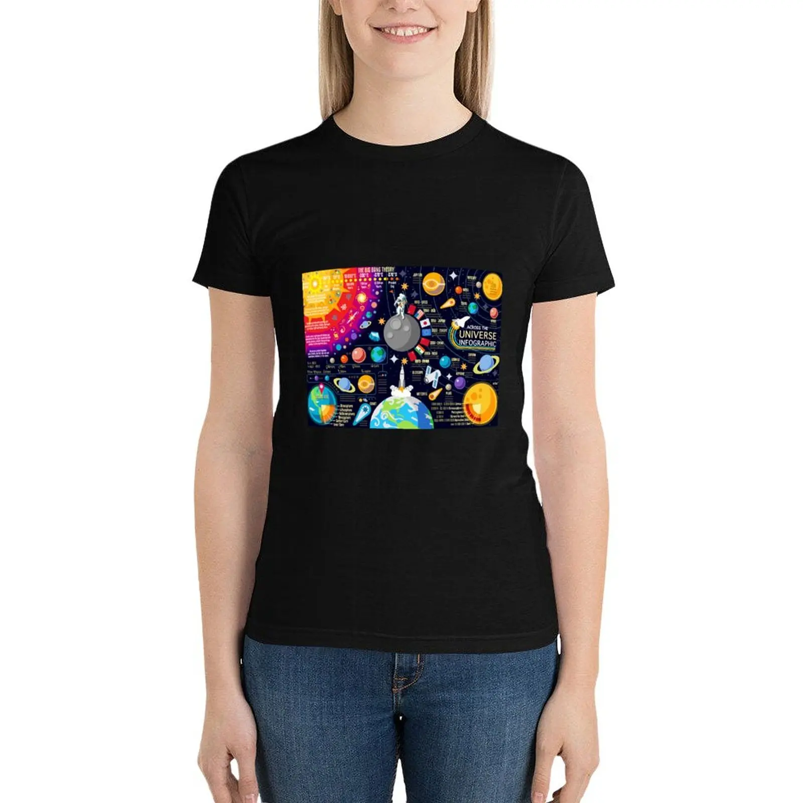 Space Universe Infographics Big Bang T-Shirt plus size tops blacks t-shirt dress for Women plus size