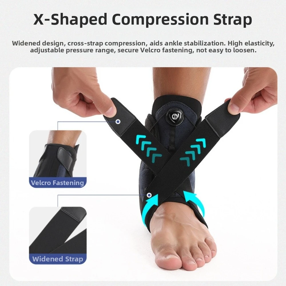 1pc BOA Knob Adjustable Ankle Brace Support Spring Support Strips Breathable Fabric Sports Ankle Protector Anti-slip Magic Tape