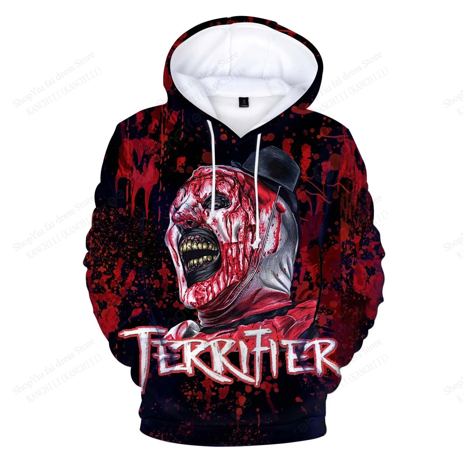 Sudaderas con capucha con estampado 3d de película de terror Terrifier para hombre y mujer, Sudadera con capucha de gran tamaño a la moda, abrigo para mujer, ropa para hombre nueva