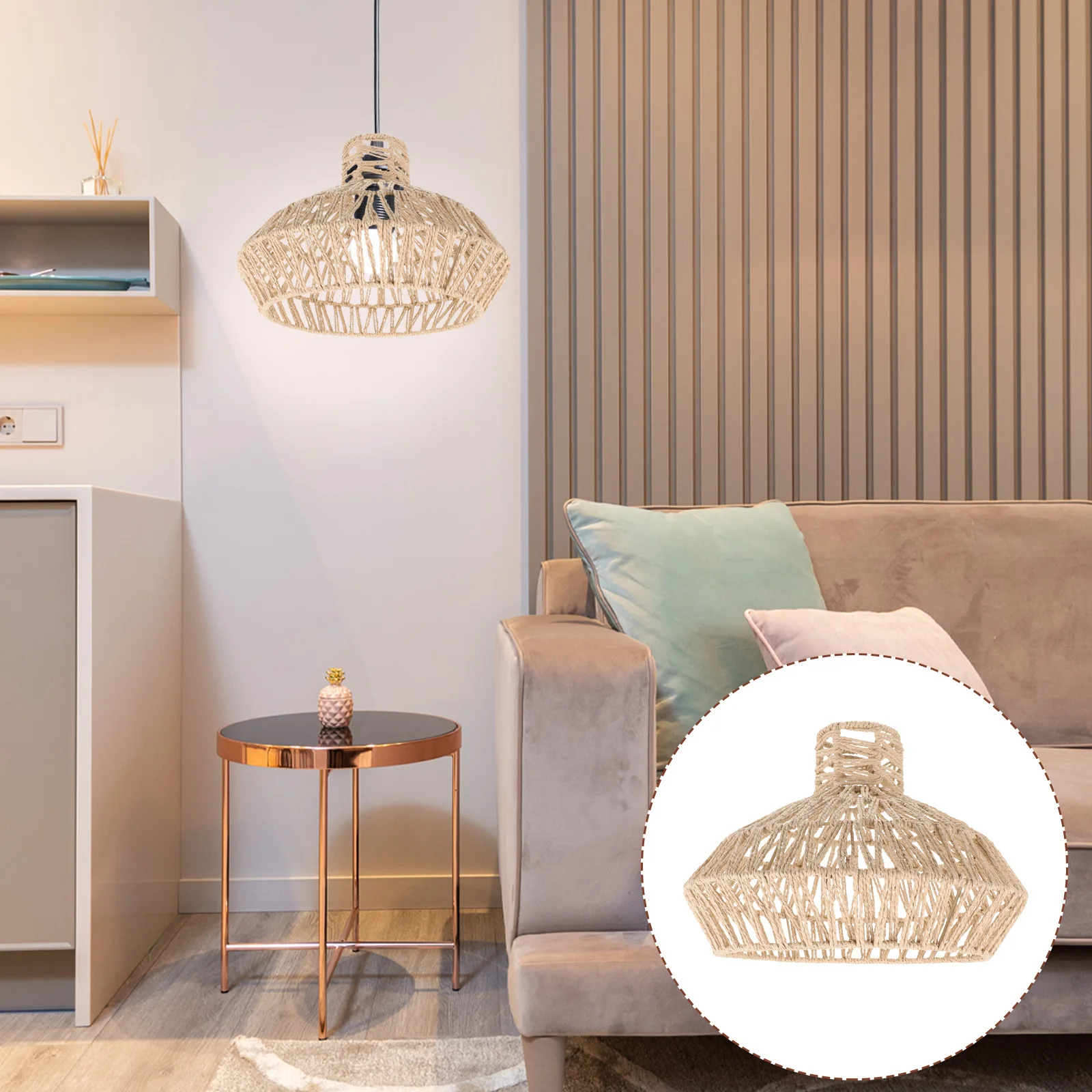 

Small Simulated Rattan Lampshade Durable Woven Ceiling Lamp Shade Heat Resistant Light Cover for Indoor Small Lampshade