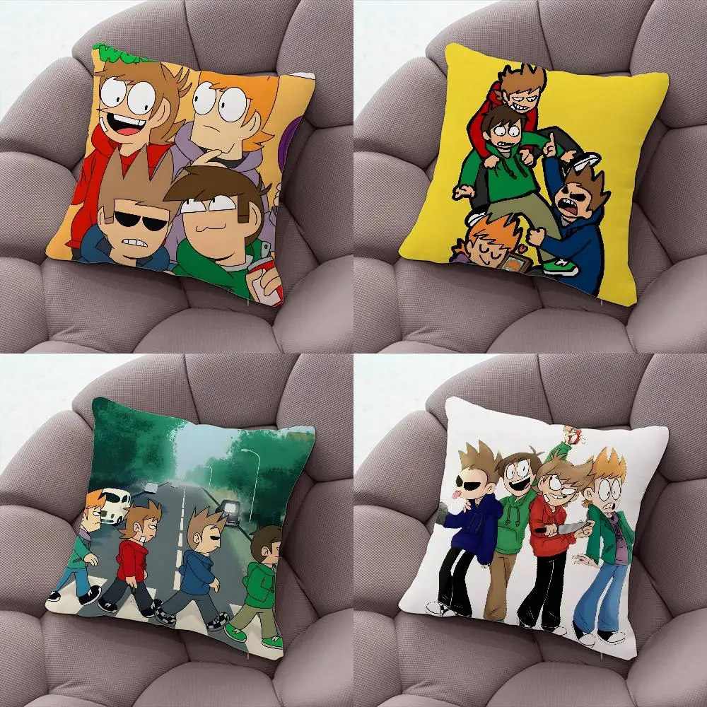 

E-Eddsworld Anime Pillow Case Silky Short Plush With Invisible Zipper Dustproof Sofa Cushion Cover For Home Decor