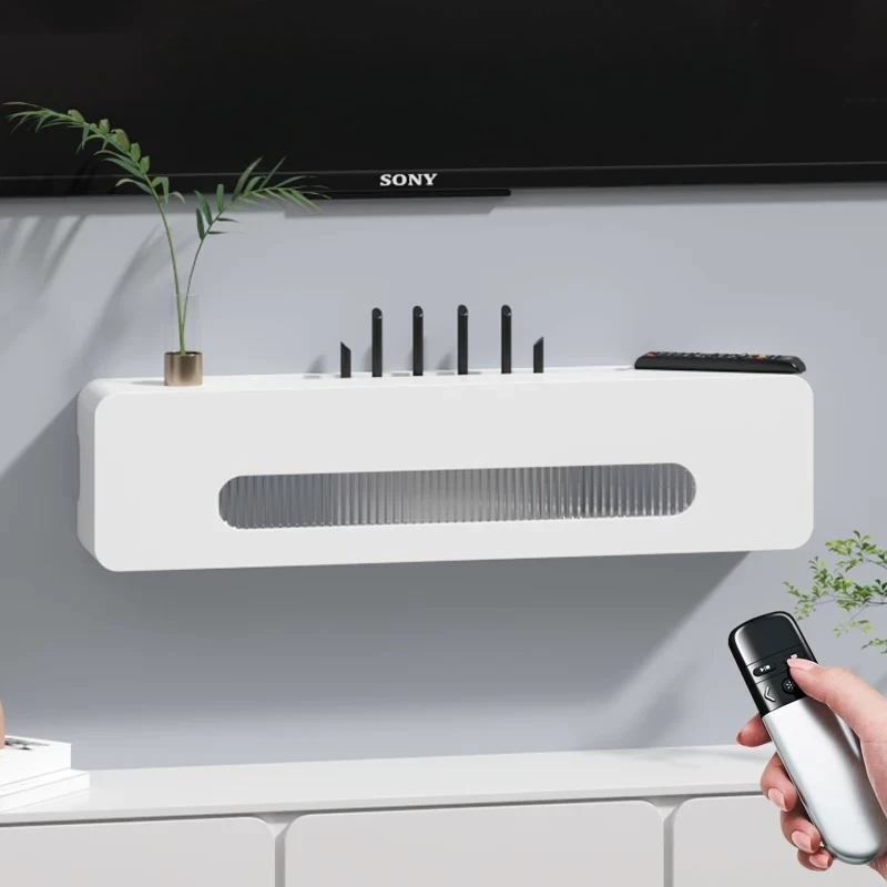 Wall Mount Router Storage Box, Flip Top Wood WiFi Hider, No Drill Set Top Shelf, Eco Friendly Imported Cable Organizer