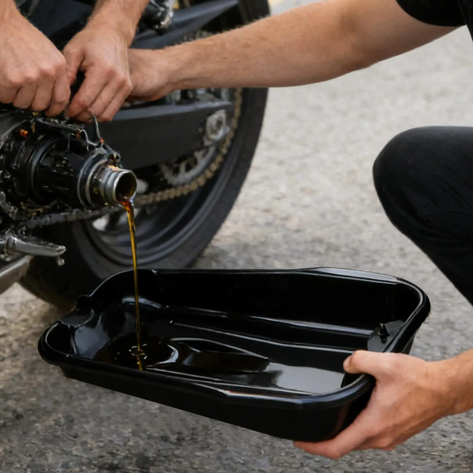 Oil Drain Container Wide Mouth Automobile Repair Oil Drain Pan Motorcycle Oil Drain Tray Collection Bucket for Engine Maintenanc
