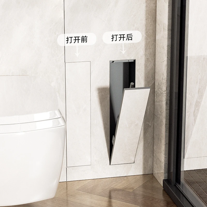 

Hidden stainless steel niche toilet recessed toilet brush bathroom in-wall customizable rack