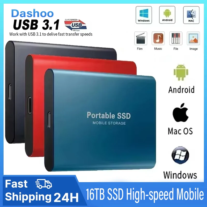 Disque dur externe Portable 16 to SSD Portable haute vitesse USB 3.1/type-c disque dur stockage à grande vitesse pour PC/Mac/téléphone