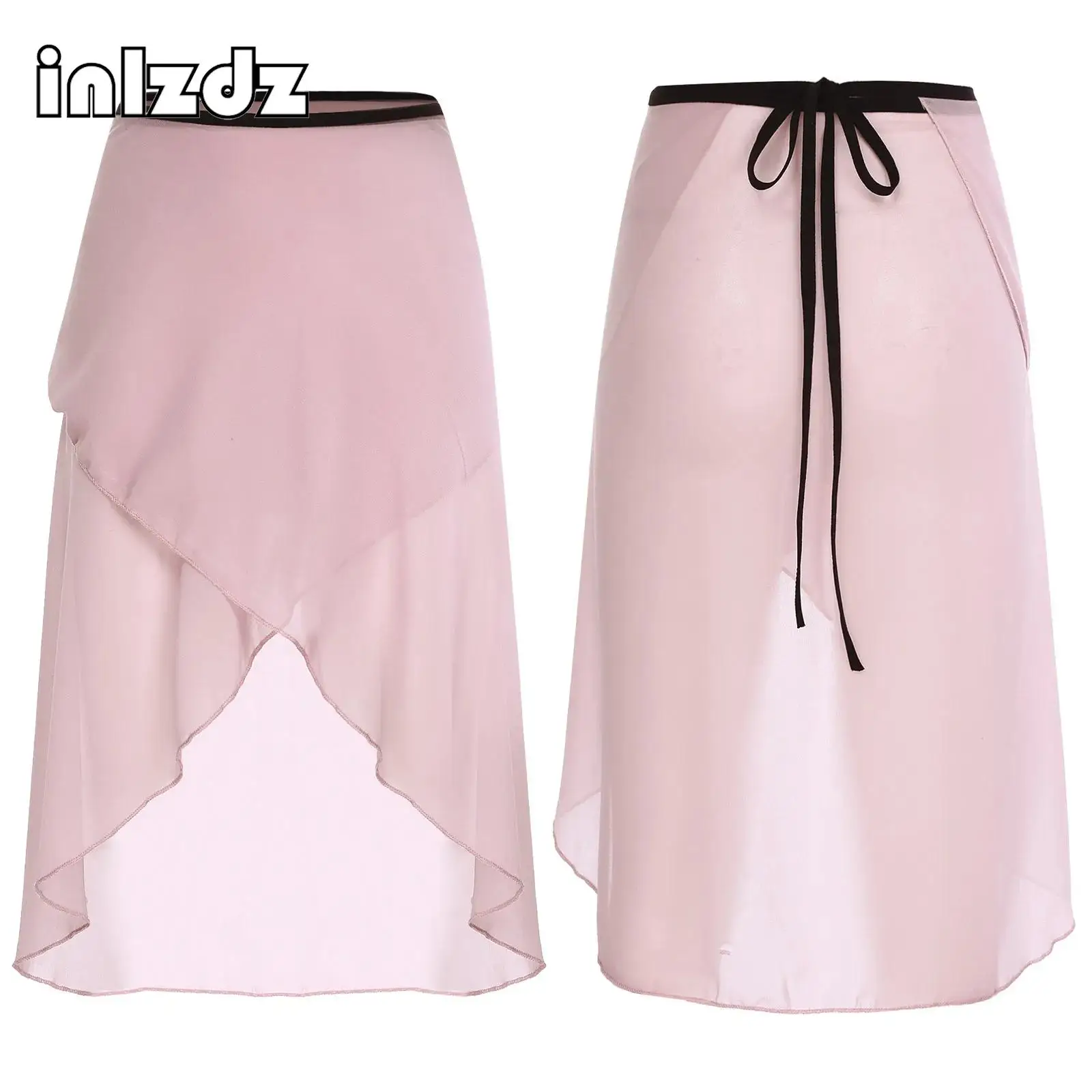 

Women Irregular Ballet Chiffon Skirts Dance Gymnastics Practice Examination Warm-Up Costume Lace-up Sheer Skirt Performance Wear
