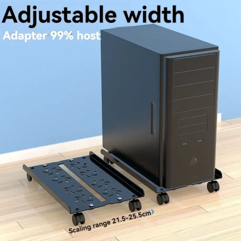 Telescopic Computer Tower Stand Ventilated Adjustable Mobile CPU Stand with 4 Caster Wheels Heat Dissipation