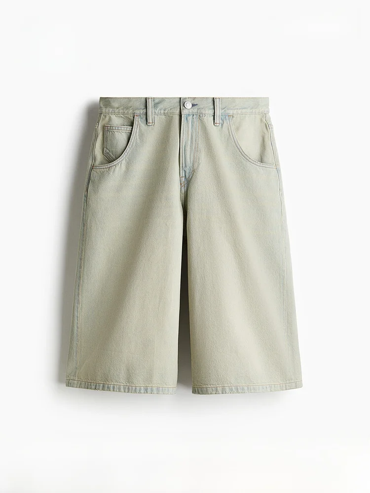 

Loose Straight Leg Men's Jeans Comfortable Fashionable Summer Shorts H&M Cotton mid High Waist Button Spring Trendy